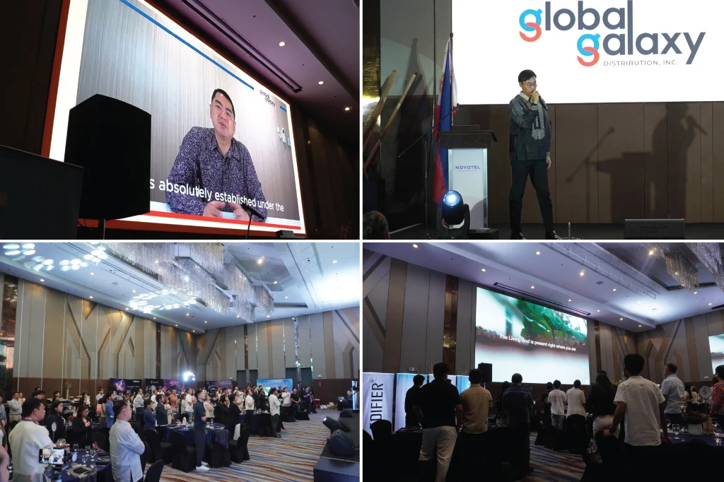 A collage showing the opening prayer, national anthem, and welcoming remarks at the GGDI Dealer's Night event.